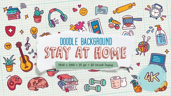 AFTER EFFECTSELEMENTSVIDEOHIVE Videohive Doodle Background and Frame – Stay At Home Free Download