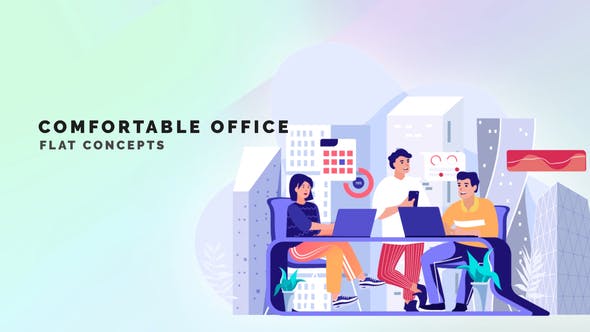 Videohive Comfortable Office Flat Concept 33559846 Free Download