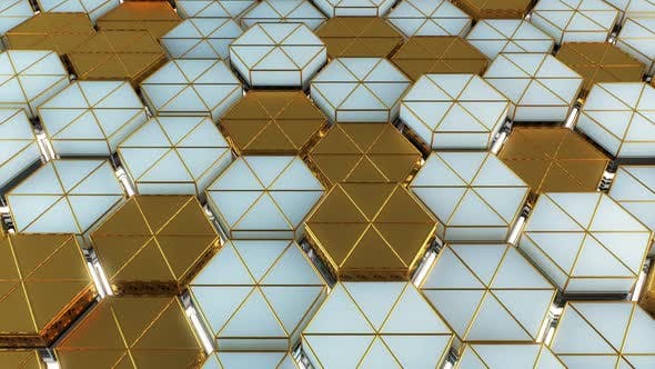 Videohive Light And Gold Hexagon Background 33527004