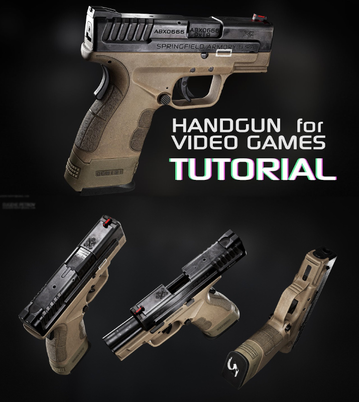GUMROAD – HANDGUN FOR VIDEO GAMES TUTORIAL BY EUGENE PETROV