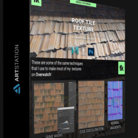 ARTSTATION – ROOF TILE TEXTURE – COMPLETE WORKFLOW FROM 3D MODELING TO PHOTOSHOP BY THIAGO KLAFKE (Premium)
