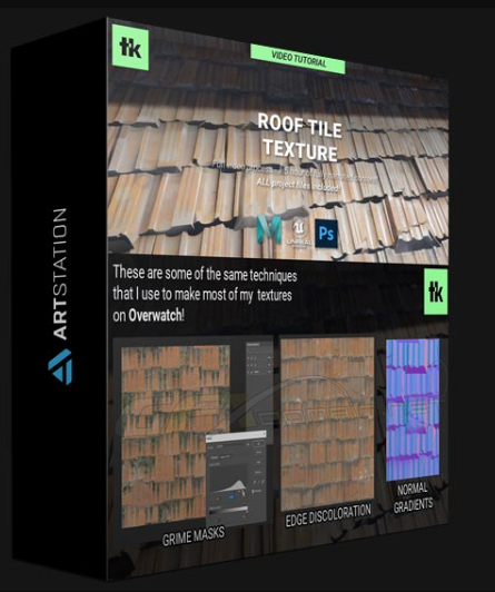 ARTSTATION – ROOF TILE TEXTURE – COMPLETE WORKFLOW FROM 3D MODELING TO PHOTOSHOP BY THIAGO KLAFKE