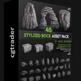CGTRADER – 45 STYLIZED ROCK ASSET PACK LOW-POLY 3D MODEL  (Premium)