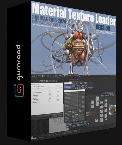 GUMROAD – MATERIAL TEXTURE LOADER 1.7.10 FOR 3DS MAX 2016 – 2023