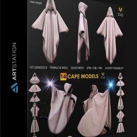 ARTSTATION – 14 CAPE MODELS (MALE / FEMALE) – MARVELOUS DESIGNER / CLO3D PROJECTS+OBJ+FBX BY KIMIA MOJIRI (Premium)